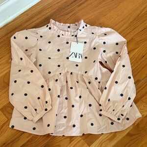 Zara Kids Blush Polka Dot Blouse